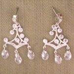 Silver chandelier earrings with teardrop crystals