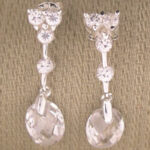 Silver filigree earrings with crystal teardrops