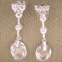 Silver filigree earrings with crystal teardrops