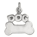 Silver dog bone pendant with DOG letters