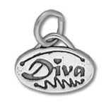 Silver oval charm engraved "Diva" with heart