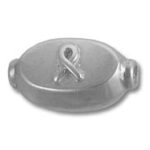 Oval silver bead with awareness ribbon