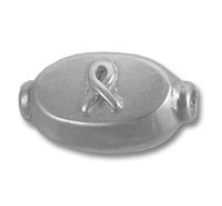 Oval silver bead with awareness ribbon