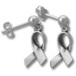 silver awareness ribbon stud earrings