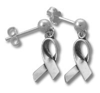 silver awareness ribbon stud earrings