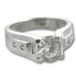 Silver ring with round diamond solitaire