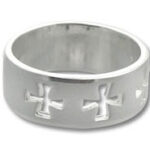 Wide silver band ring with cross cutouts