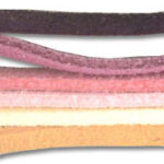 Close-up of colored suede leather strips