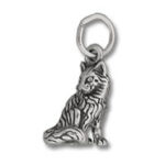 Silver sitting wolf pendant charm