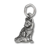 Silver sitting wolf pendant charm