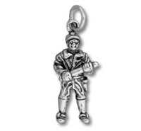 Silver firefighter charm holding hose