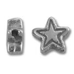 Silver star-shaped beads front and side views