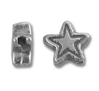 Silver star-shaped beads front and side views
