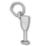 Silver wine glass charm on jump ring