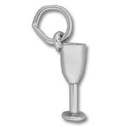 Silver wine glass charm on jump ring