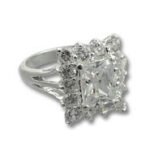 diamond halo engagement ring with split shank