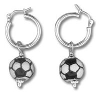 Hoop earrings with soccer ball charms