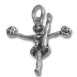 Silver cheerleader charm pendant