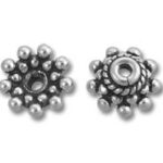 Pair of silver floral spacer beads