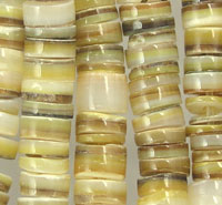 Yellow shell heishi bead strands