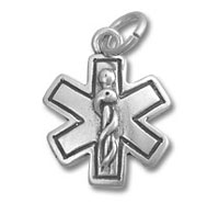 Silver Star of Life medical pendant charm