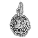 Silver lion head pendant charm