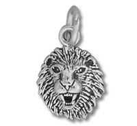 Silver lion head pendant charm