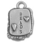 Metal "BEADS" charm pendant with hearts