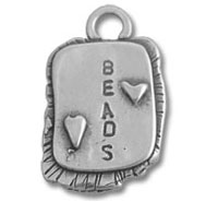 Metal "BEADS" charm pendant with hearts