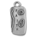 Rectangular metal faith pendant with swirl designs