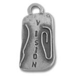 Silver pendant engraved with "VISION" vertically