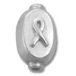 Silver oval bead with awareness ribbon
