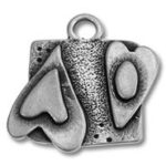 Silver heart cube pendant charm