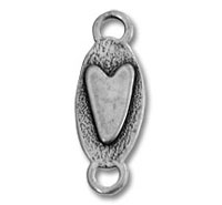 Metal heart jewelry connector charm with loops