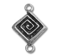Silver spiral diamond connector charm