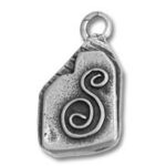 Silver pendant charm with raised S design
