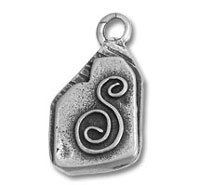 Silver pendant charm with raised S design
