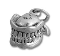 Silver chattering teeth charm pendant
