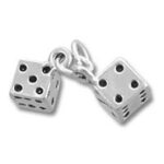 silver pair of dice charm pendant
