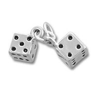 silver pair of dice charm pendant