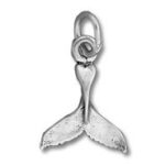 Silver whale tail charm with clasp