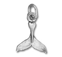Silver whale tail charm with clasp