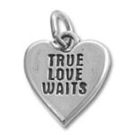 Silver heart pendant engraved True Love Waits