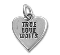 Silver heart pendant engraved True Love Waits