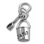 Silver sand bucket and shovel charm