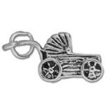 Silver baby carriage charm with clasp