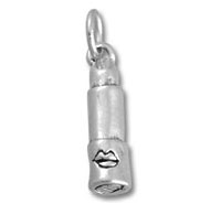 Silver lipstick pendant charm with engraved lips