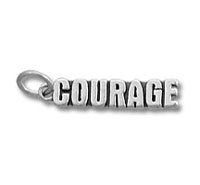 Silver 'COURAGE' pendant with loop