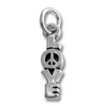 Silver love charm pendant with peace symbol