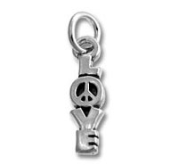 Silver love charm pendant with peace symbol